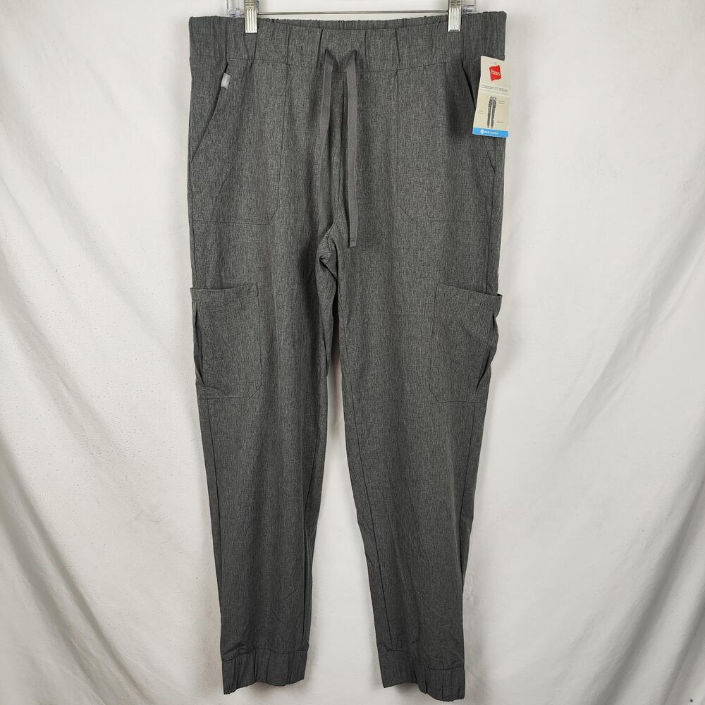 Hanes Pants Mens L Gray Comfort Jogger Cargo Stretch Elastic Waist Pockets